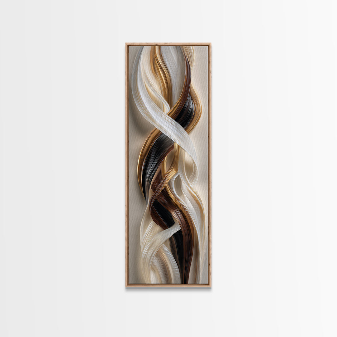 Abstract Hair Strands Forming Elegant Waves Canvas Print, Hair Salon Art, Digital Download Art, Living Room Decor, Abstract Art, HSA-1x3-63