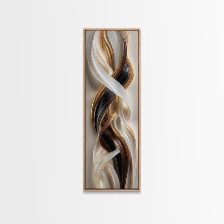 Abstract Hair Strands Forming Elegant Waves Canvas Print, Hair Salon Art, Digital Download Art, Living Room Decor, Abstract Art, HSA-1x3-63