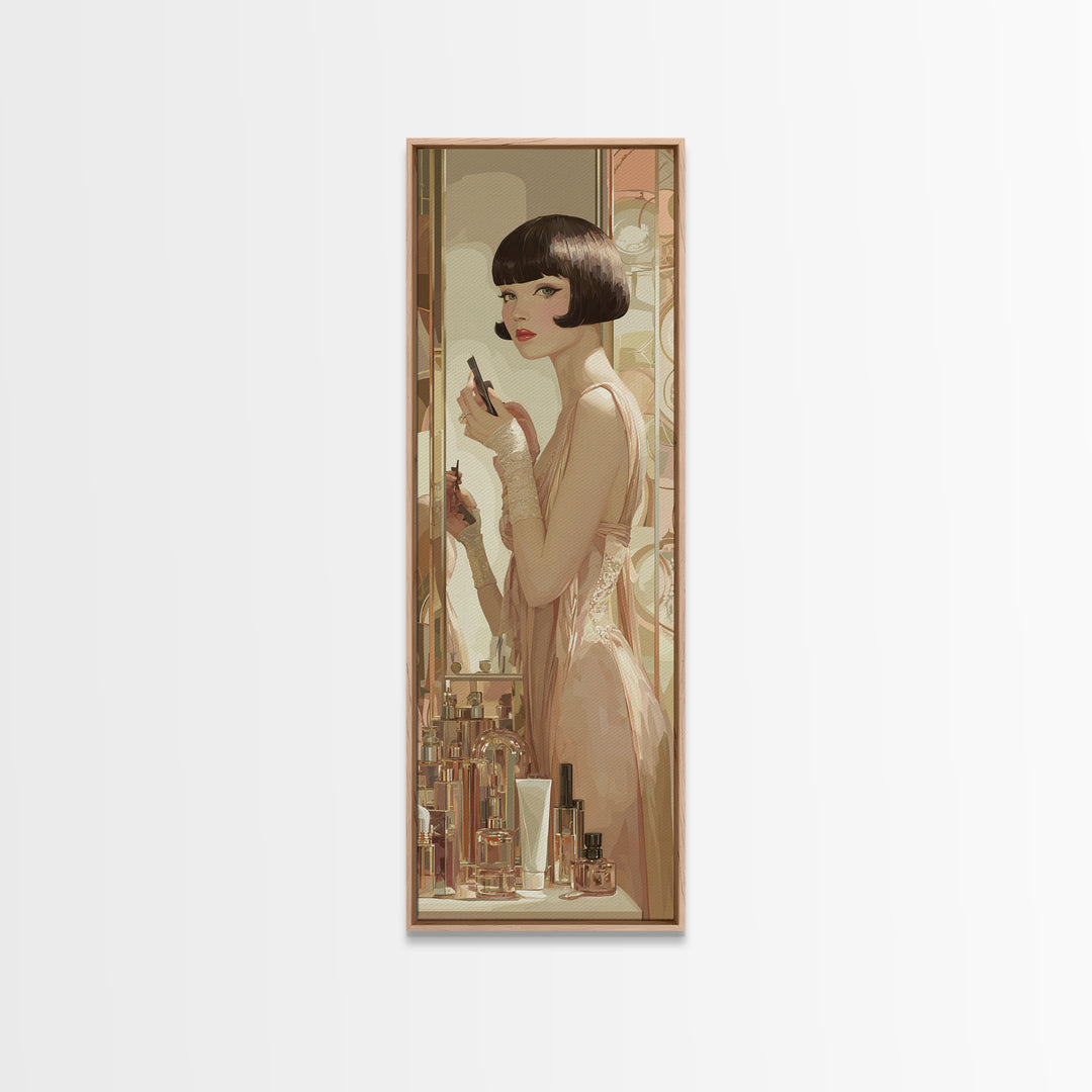 Woman with Dramatic Bob Haircut in Art Framed Canvas Print, Hair Salon Art, Printable Art, Living Room Decor, Fine Art, Style, HSA-1x3-64