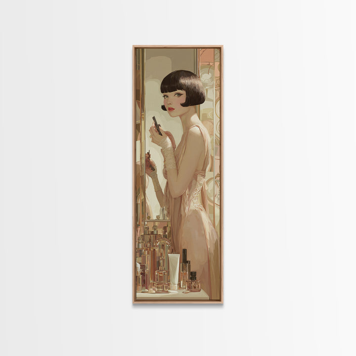 Woman with Dramatic Bob Haircut in Art Framed Canvas Print, Hair Salon Art, Printable Art, Living Room Decor, Fine Art, Style, HSA-1x3-64