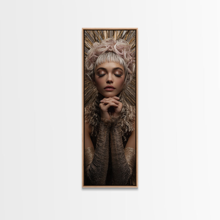 Glamour Face Portrait Canvas Print, Hair Salon Art, Black Wall Art, Living Room Decor, Oil Painting, Style, Afrocentric Art, HSA-1x3-68
