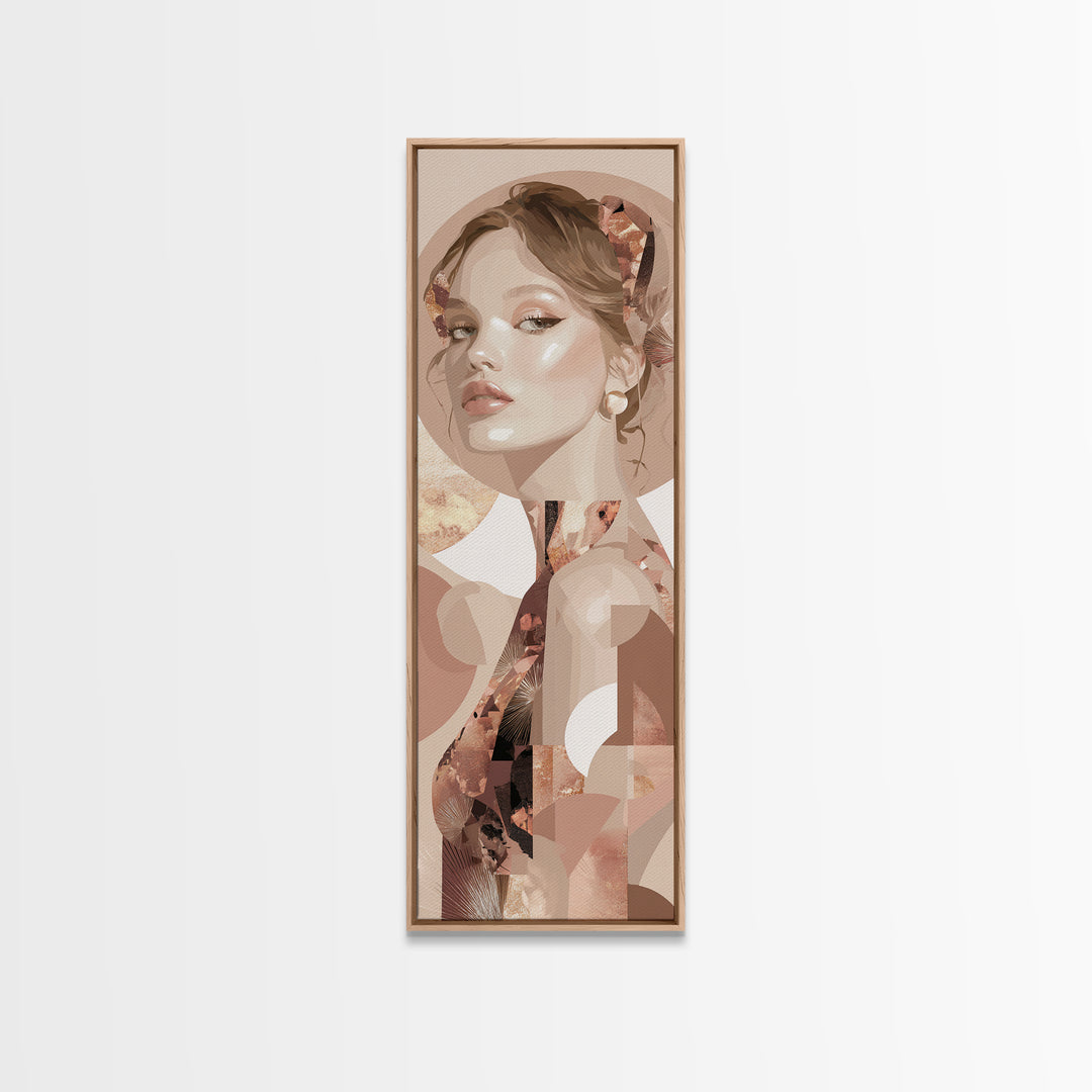 Mod 1960s Beauty Portrait Canvas Print, Hair Salon Art, Contemporary Art, Living Room Decor, Oil Painting, Style, Modern Art, HSA-1x3-7