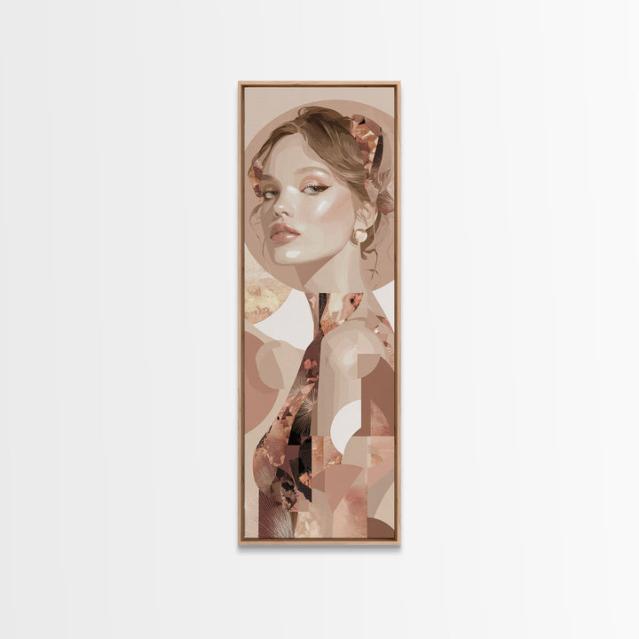Mod 1960s Beauty Portrait Canvas Print, Hair Salon Art, Contemporary Art, Living Room Decor, Oil Painting, Style, Modern Art, HSA-1x3-7