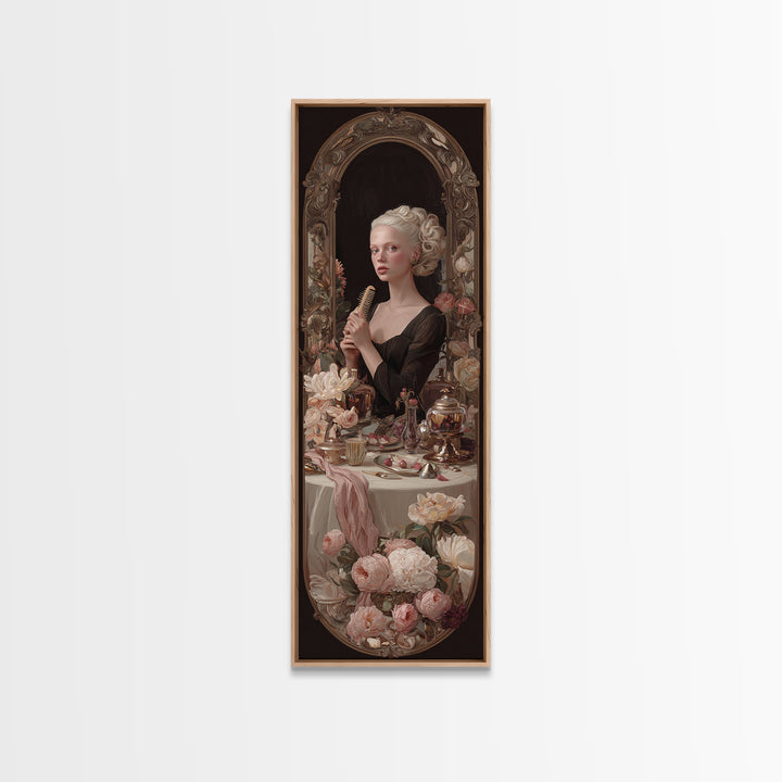 Baroque Mirror and Comb Still Life Canvas Print, Hair Salon Art, Luxury Decor, Living Room Decor, Fine Art, Style, HSA-1x3-77
