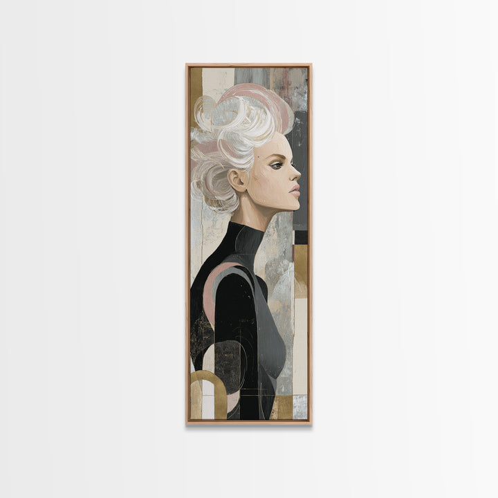 Abstract Hair Strands Forming Elegant Waves Framed Canvas Print, Hair Salon Art, Hairstylist, Living Room Decor, Abstract Art, HSA-1x3-87