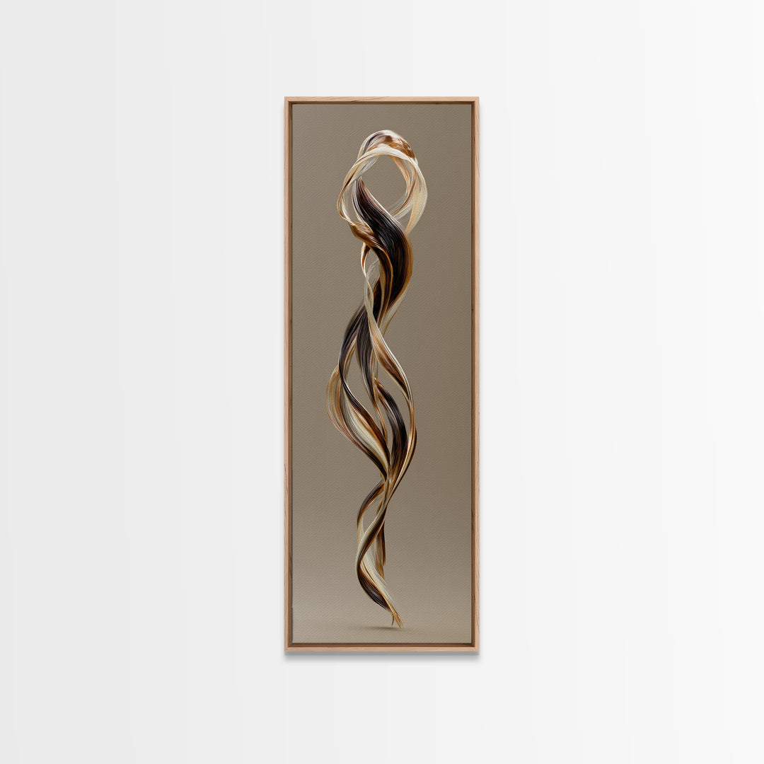 Hair Strands Turning into Abstract Ribbons Canvas Print, Hair Salon Art, Gallery Decor, Living Room Decor, Abstract Art, Style, HSA-1x3-9