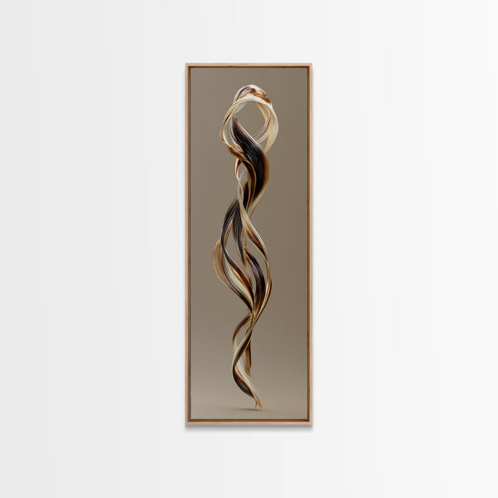 Hair Strands Turning into Abstract Ribbons Canvas Print, Hair Salon Art, Gallery Decor, Living Room Decor, Abstract Art, Style, HSA-1x3-9