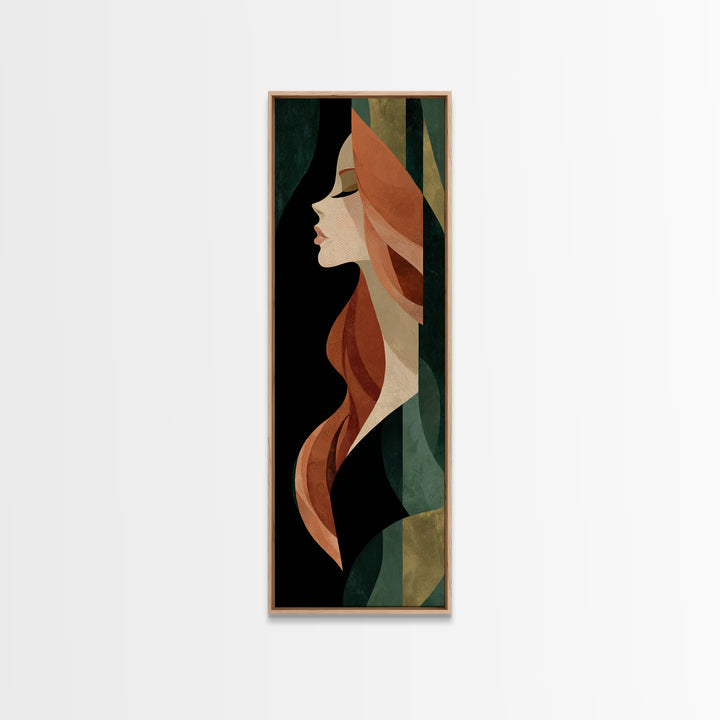 Copper Hair Silhouette Canvas Print, Hair Salon Art, Modern Decor, Living Room Decor, Fine Art, Style, Digital Prints, HSA-1x3-94