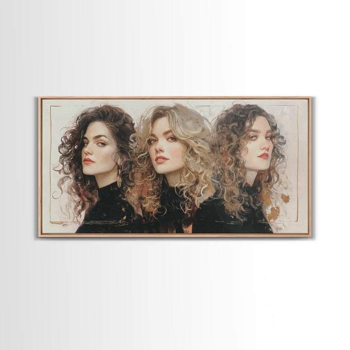 Curly Hair Portrait Framed Canvas Print, Hair Salon Art, Digital Download Art, Living Room Decor, Fine Art, Style, Home Decor, HSA-2x1-11
