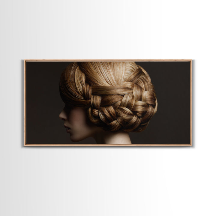 Braided Hairstyle Study Canvas Print, Hair Salon Art, Metal Wall Art, Living Room Decor, Fine Art, Style, Black and White Art, HSA-2x1-31