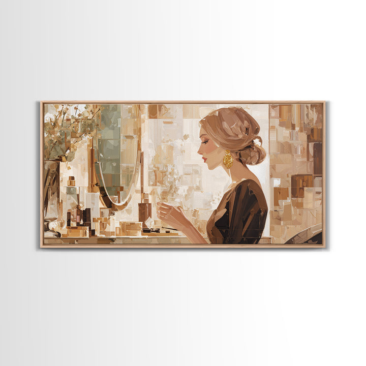Minimal Female Profile Canvas Print, Hair Salon Art, Contemporary Art, Living Room Decor, Oil Painting, Style, Modern Art, HSA-2x1-32