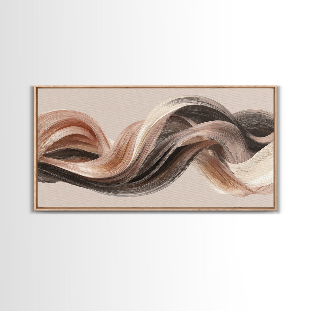 Abstract Hair Strands Forming Elegant Waves Canvas Print, Hair Salon Art, Modern Art, Living Room Decor, Abstract Art, Style, HSA-2x1-47