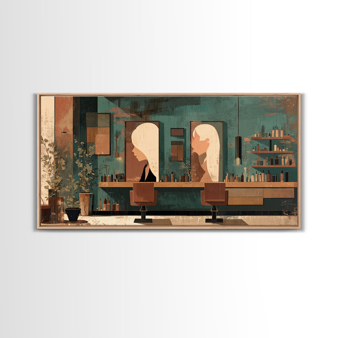 Copper Hair Silhouette Canvas Print, Hair Salon Art, Contemporary Art, Living Room Decor, Fine Art, Style, Modern Art, HSA-2x1-54