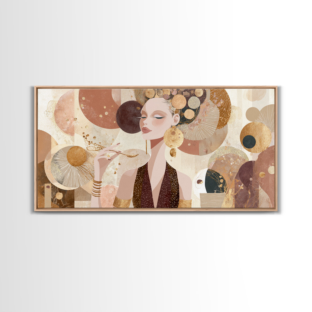 Colorful Fashion Illustration of a Stylish Woman Canvas Print, Hair Salon Art, Living Room Decor, Oil Painting, Style, HSA-2x1-57