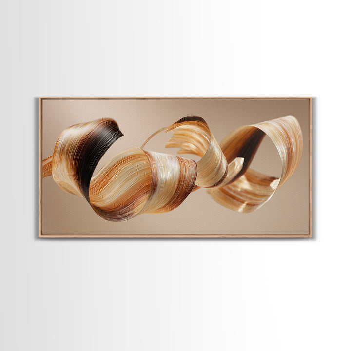 Hair Strands Turning into Abstract Ribbons Framed Canvas Print, Hair Salon Art, Art Print, Living Room Decor, Fine Art, Style, HSA-2x1-65