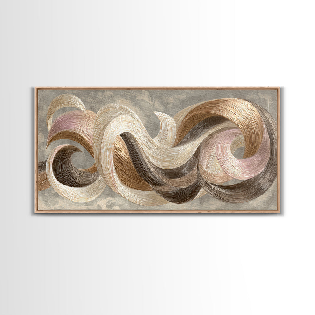 Abstract Hair Strands Forming Elegant Waves Canvas Print, Hair Salon Art, Afrocentric Art, Living Room Decor, Fine Art, Style, HSA-2x1-71