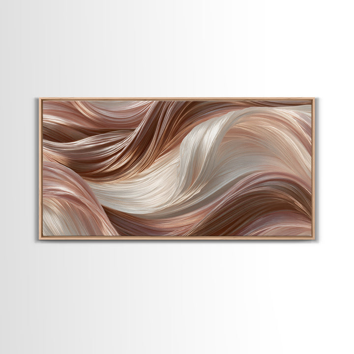 Abstract Hair Strands Forming Elegant Waves Framed Canvas Print, Hair Salon Art, Salon, Living Room Decor, Fine Art, Style, HSA-2x1-95