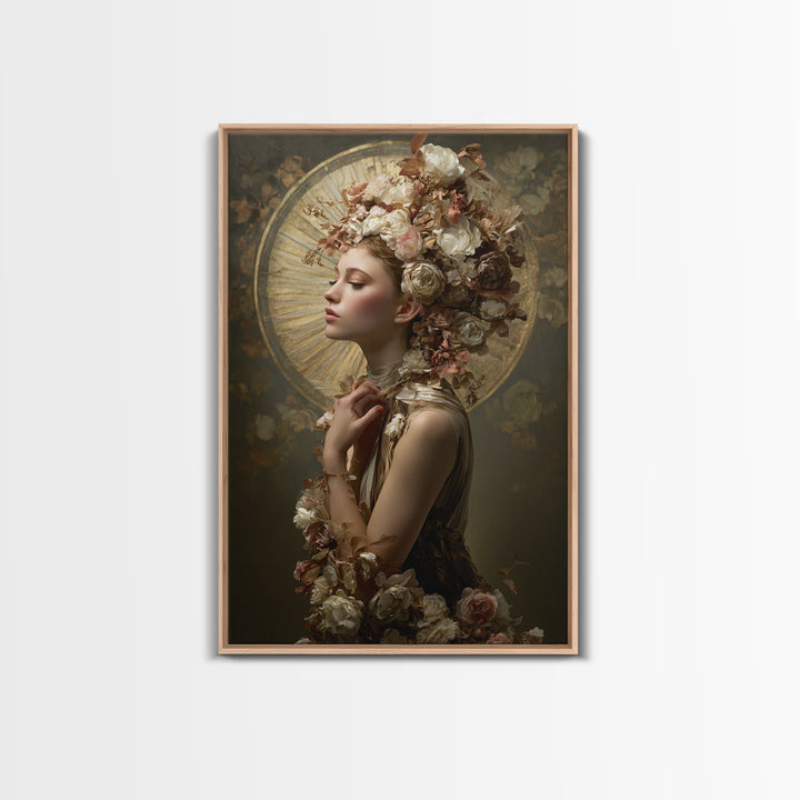 Botanical Hairstyle Portrait Framed Canvas Print, Hair Salon Art, Wall Art, Living Room Decor, Style, Minimalist Wall Art, HSA-2x3-38
