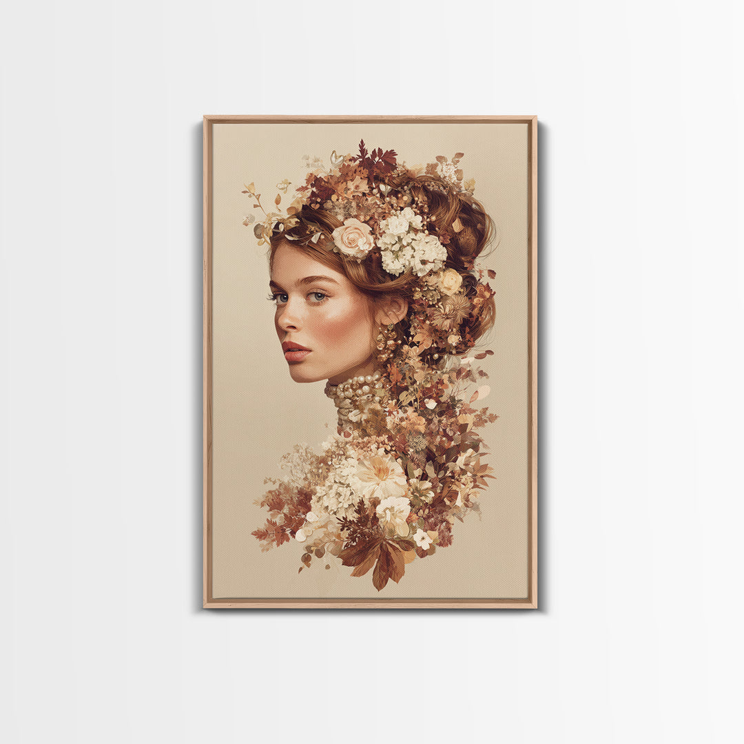 Botanical Hairstyle Portrait Canvas Print, Hair Salon Art, Digital Art, Living Room Decor, Style, Digital Download Art, HSA-2x3-86