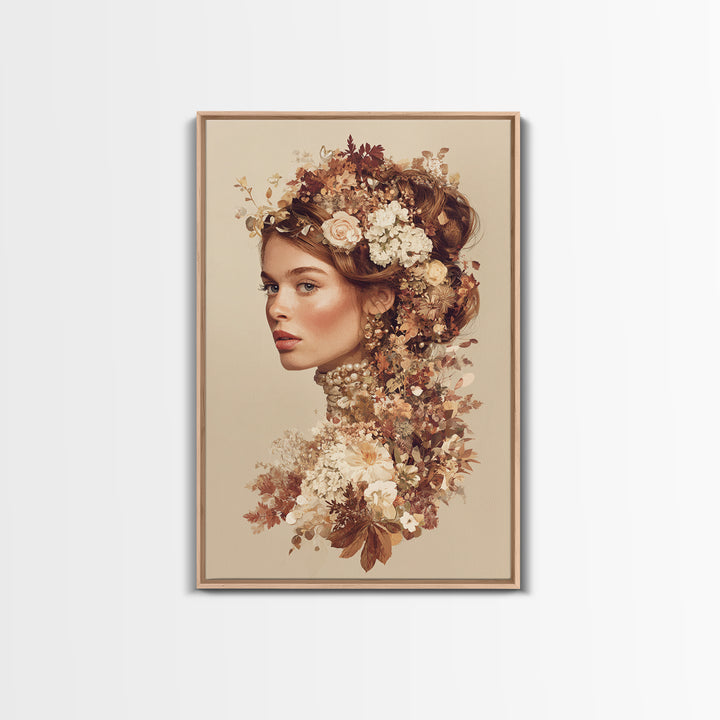 Botanical Hairstyle Portrait Canvas Print, Hair Salon Art, Digital Art, Living Room Decor, Style, Digital Download Art, HSA-2x3-86
