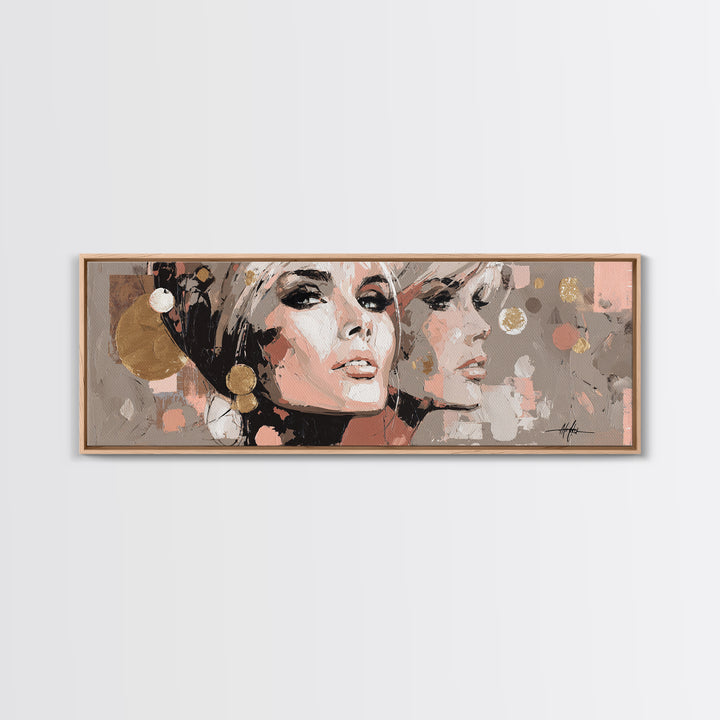 Mod 1960s Beauty Portrait Canvas Print, Hair Salon Art, Hairdresser Gift, Living Room Decor, Fine Art, Style, Textured Painting, HSA-3x1-11