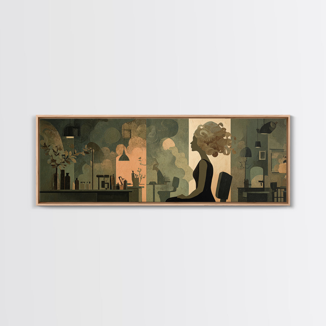 Copper Hair Silhouette Framed Canvas Print, Hair Salon Art, Art Print, Living Room Decor, Fine Art, Style, Black Owned Art, HSA-3x1-2