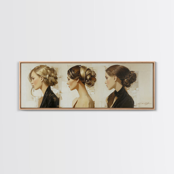 Braided Hairstyle Study Canvas Print, Hair Salon Art, Home Decor, Living Room Decor, Fine Art, Style, Contemporary Art, HSA-3x1-3