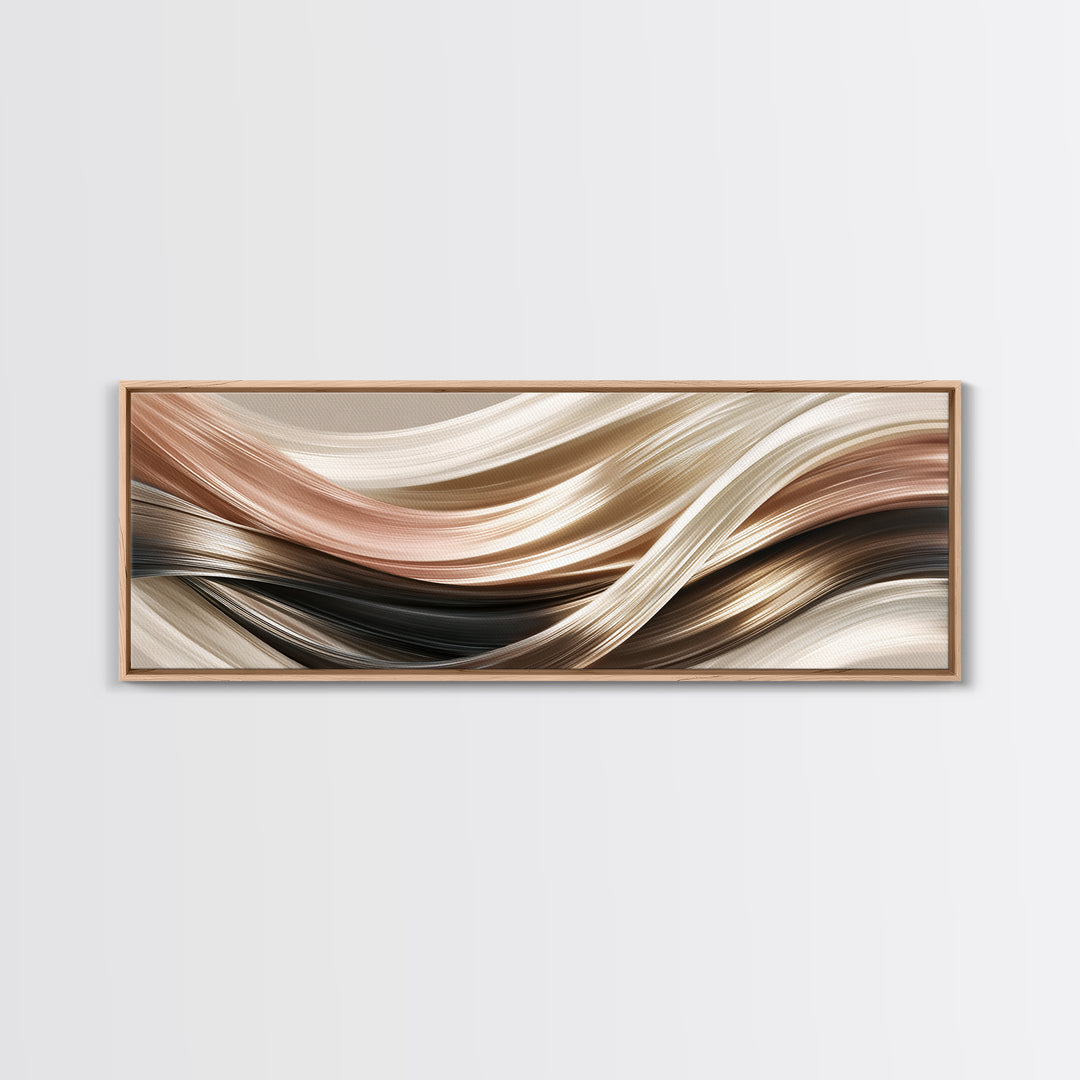 Hair Strands Turning into Abstract Ribbons Framed Canvas Print, Hair Salon Art, Black Woman Art, Living Room Decor, HSA-3x1-37