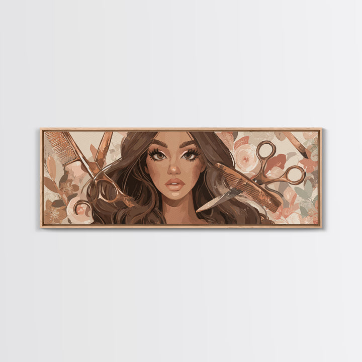 Glamour Face Portrait Canvas Print, Hair Salon Art, Luxury Decor, Living Room Decor, Fine Art, Style, Printable Wall Art, HSA-3x1-48