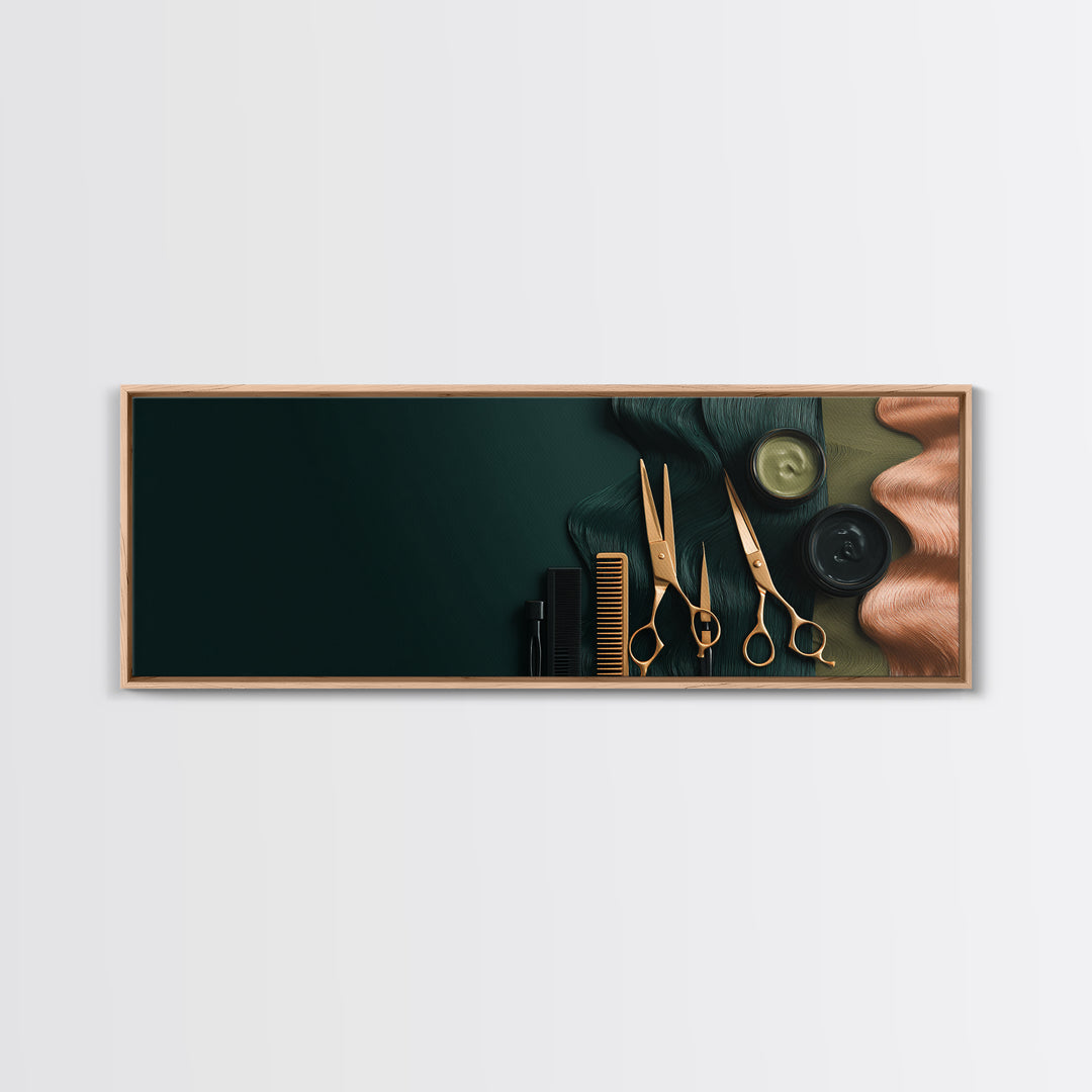 Copper Hair Silhouette Canvas Print, Hair Salon Art, Black Wall Art, Living Room Decor, Watercolor Art, Style, Afrocentric Art, HSA-3x1-50