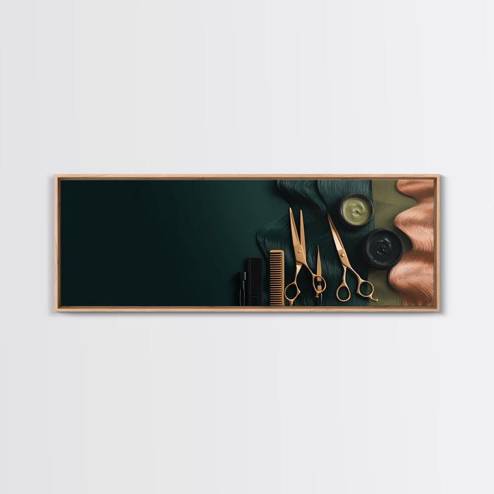Copper Hair Silhouette Canvas Print, Hair Salon Art, Black Wall Art, Living Room Decor, Watercolor Art, Style, Afrocentric Art, HSA-3x1-50