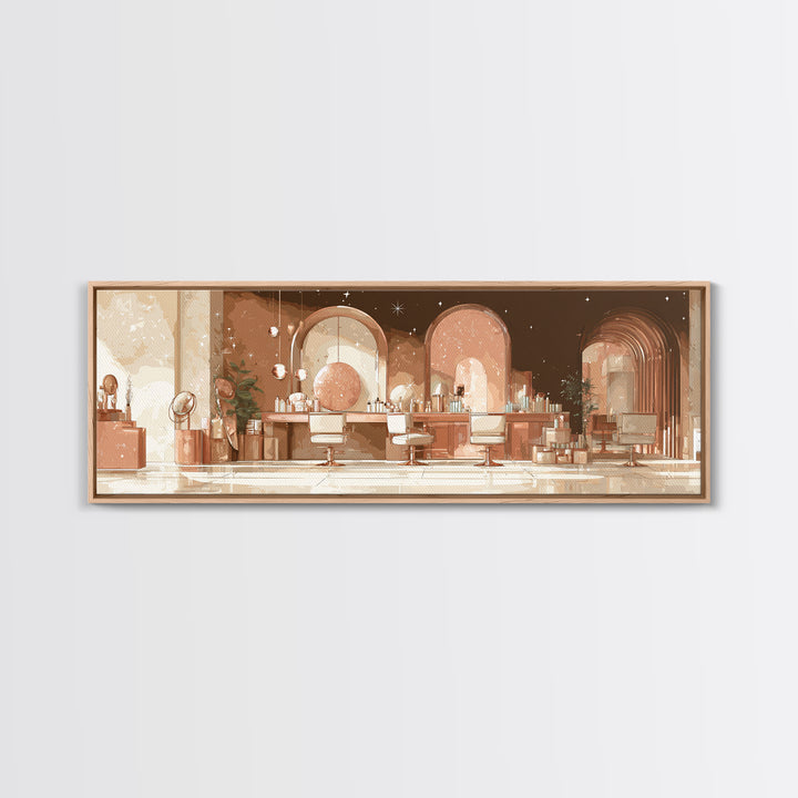 Rose Gold Salon Tool Still Life Canvas Print, Hair Salon Art, Afrocentric Art, Living Room Decor, Style, Statement Artwork, HSA-3x1-54