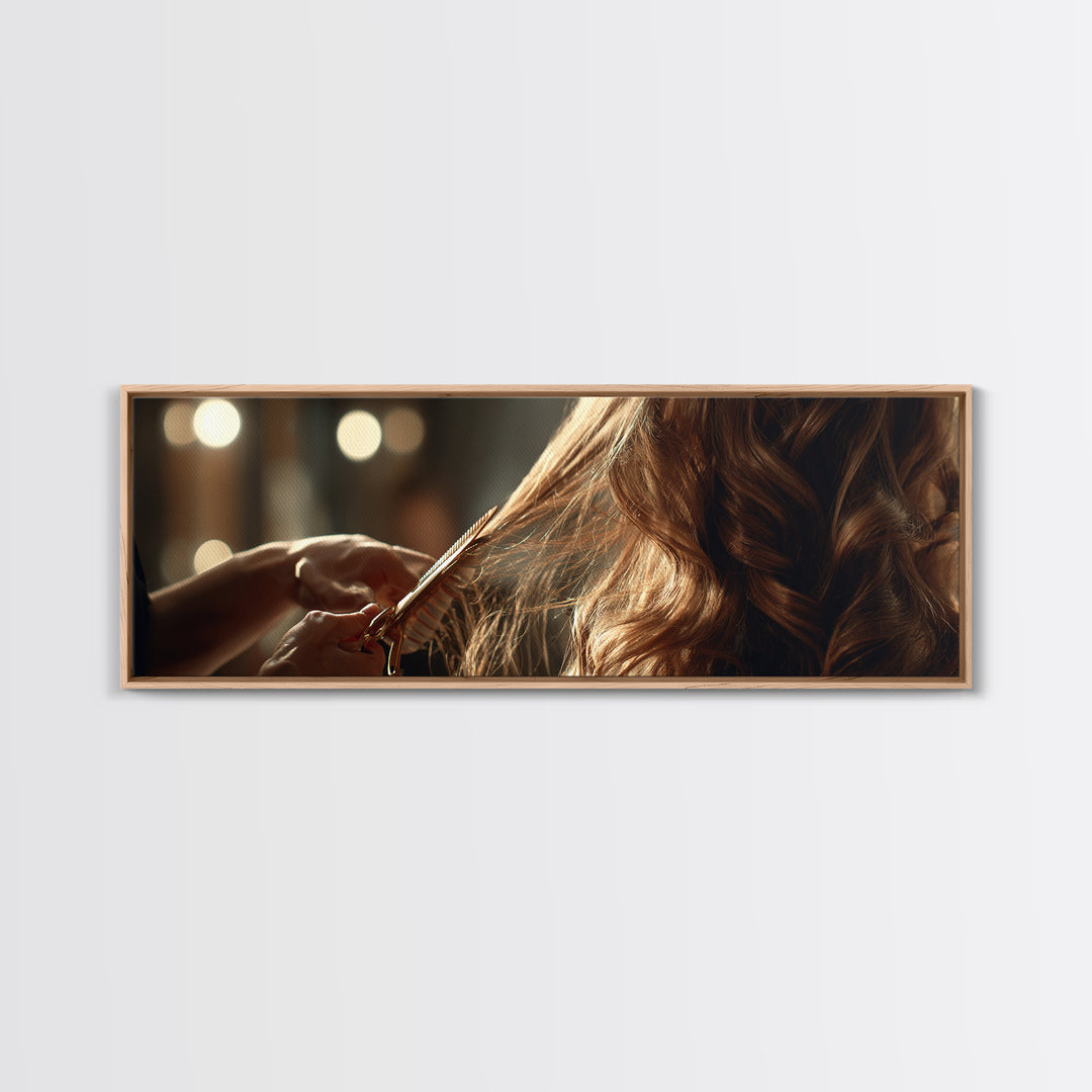 Elegant Hands Styling Hair Canvas Print, Hair Salon Art, Home Decor, Living Room Decor, Oil Painting, Style, Contemporary Art, HSA-3x1-62