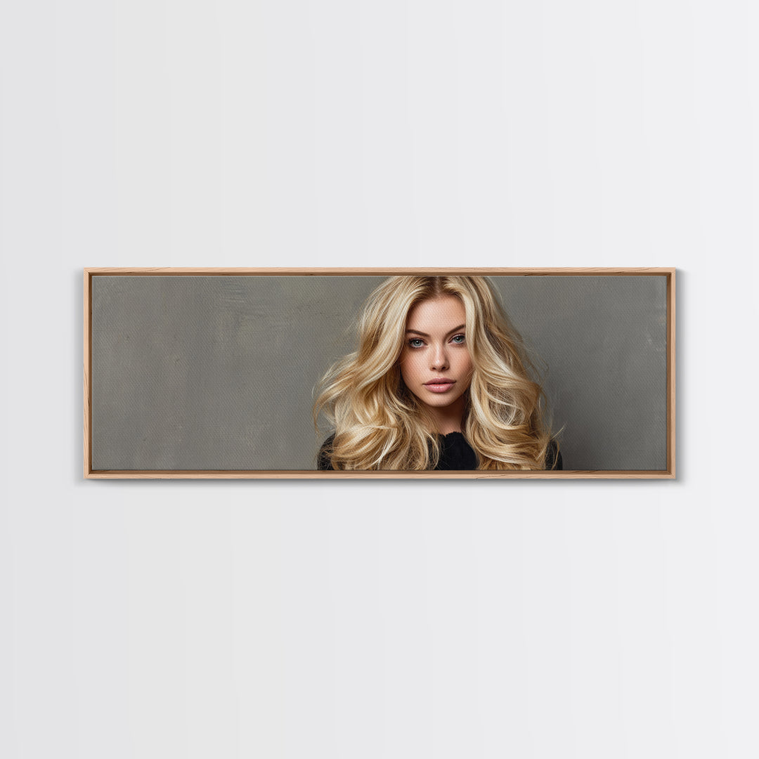Blonde Waves Painted Canvas Print, Hair Salon Art, Afrocentric Art, Living Room Decor, Fine Art, Style, Statement Artwork, HSA-3x1-8