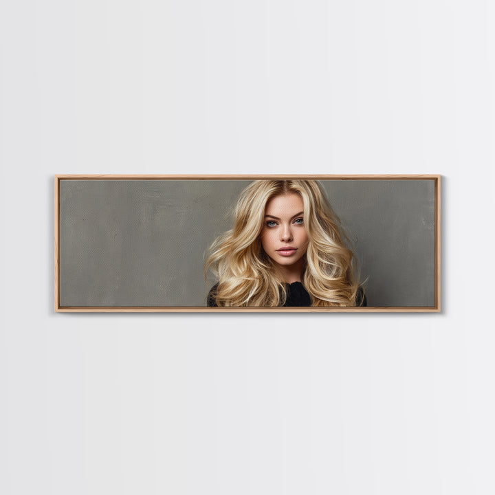 Blonde Waves Painted Canvas Print, Hair Salon Art, Afrocentric Art, Living Room Decor, Fine Art, Style, Statement Artwork, HSA-3x1-8