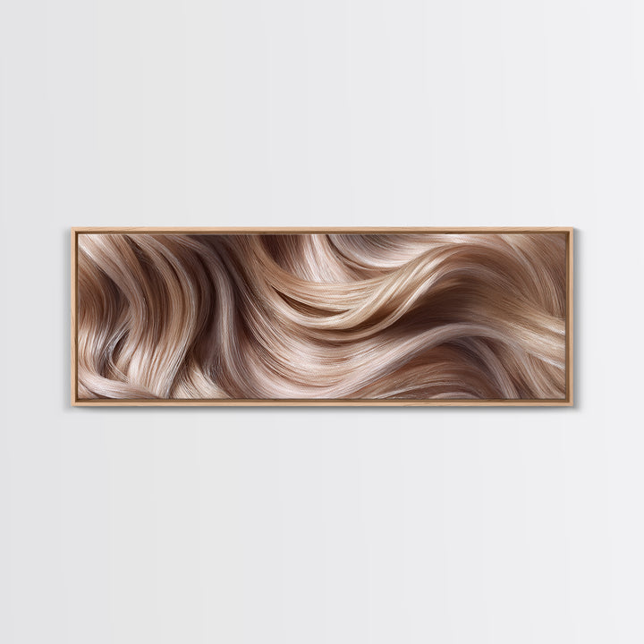 Blonde Waves Painted Canvas Print, Hair Salon Art, Art, Living Room Decor, Fine Art, Style, Black Art Prints, African Art, HSA-3x1-80
