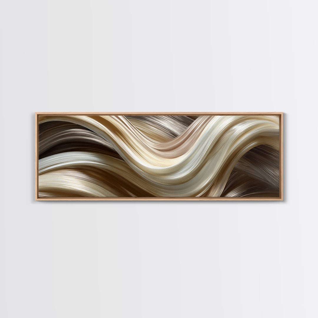 Abstract Hair Strands Forming Elegant Waves Canvas Print, Hair Salon Art, Room Decor, Living Room Decor, Abstract Art, Style, HSA-3x1-91