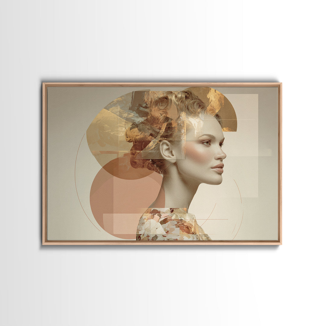 Mod 1960s Beauty Portrait Framed Canvas Print, Hair Salon Art, Black Woman Art, Living Room Decor, Style, Hairdresser Gifts, HSA-3x2-23