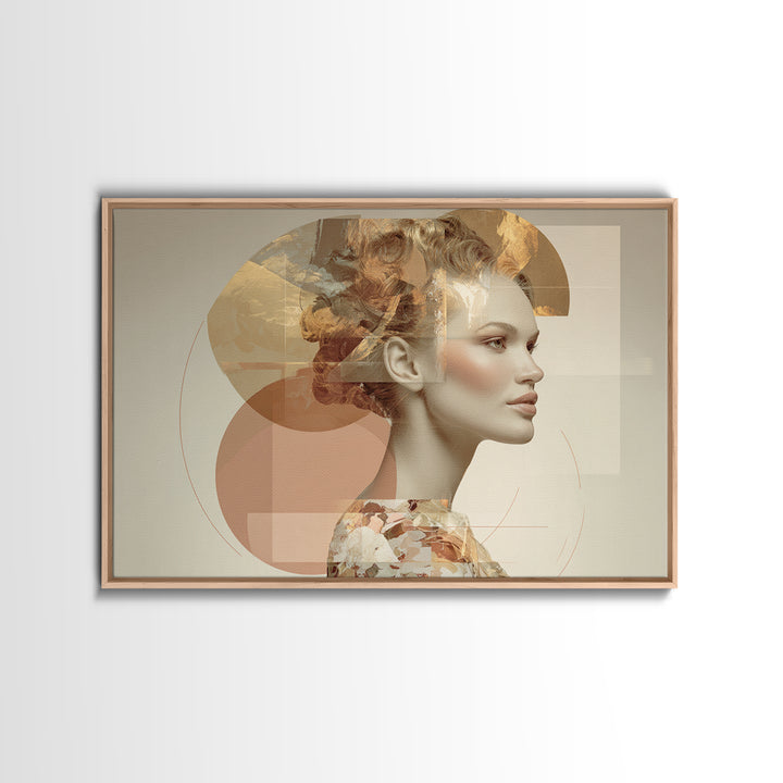 Mod 1960s Beauty Portrait Framed Canvas Print, Hair Salon Art, Black Woman Art, Living Room Decor, Style, Hairdresser Gifts, HSA-3x2-23