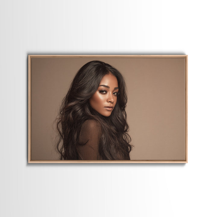 Glamour Face Portrait Framed Canvas Print, Hair Salon Art, Digital Download Art, Living Room Decor, Fine Art, Style, Home Decor, HSA-3x2-36