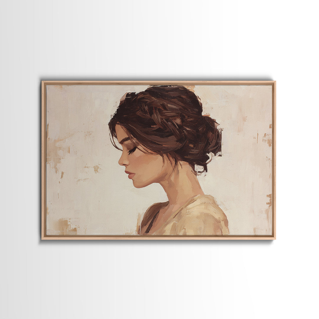 Braided Hairstyle Study Framed Canvas Print, Hair Salon Art, Gallery Decor, Living Room Decor, Fine Art, Style, Wall Art, HSA-3x2-39