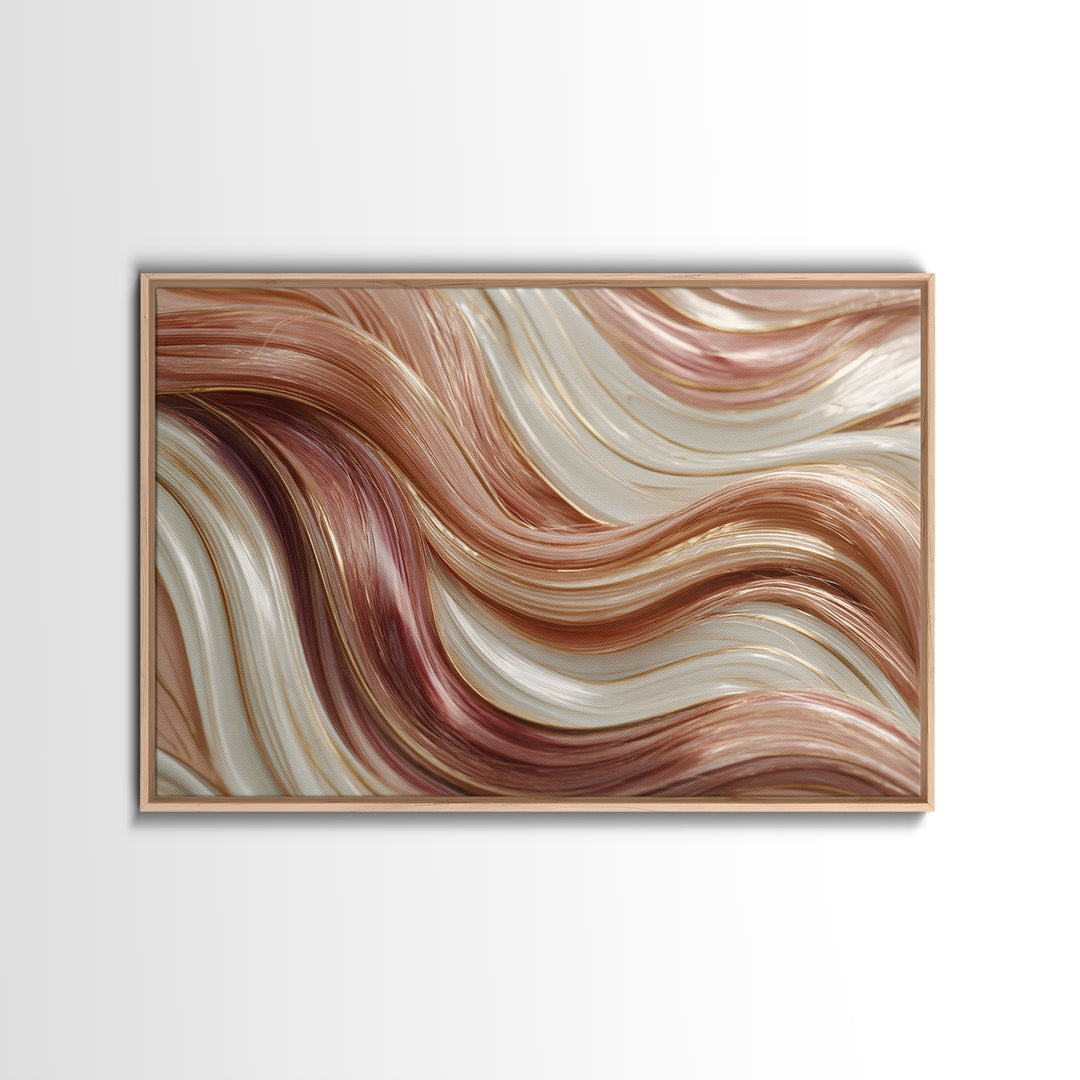 Abstract Hair Strands Forming Elegant Waves Framed Canvas Print, Hair Salon Art, Living Room Decor, Abstract Art, Style, HSA-3x2-55