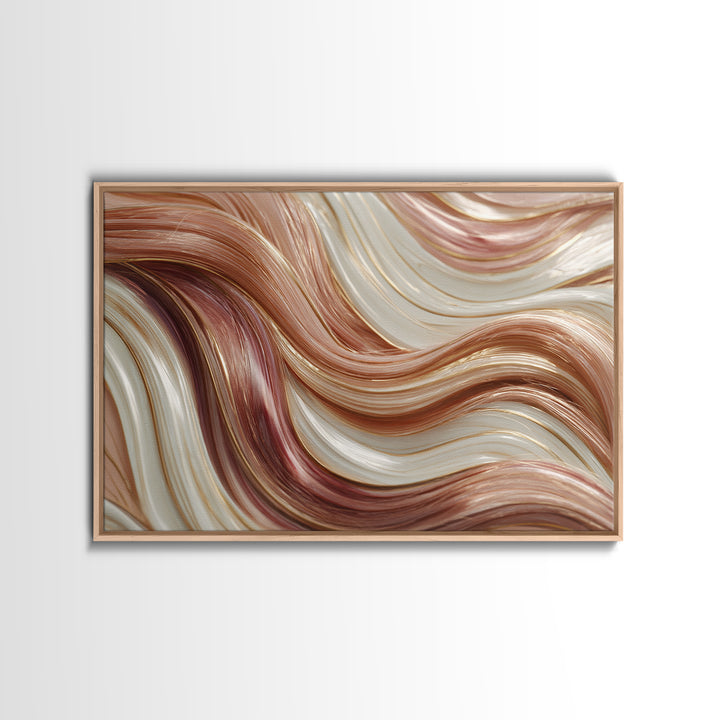 Abstract Hair Strands Forming Elegant Waves Framed Canvas Print, Hair Salon Art, Living Room Decor, Abstract Art, Style, HSA-3x2-55