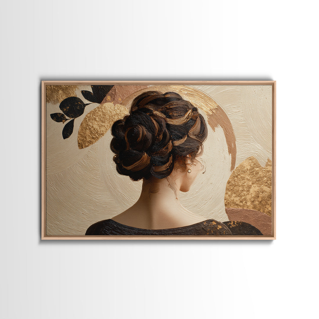 Braided Hairstyle Study Framed Canvas Print, Hair Salon Art, Black Wall Art, Living Room Decor, Style, Afrocentric Art, HSA-3x2-63