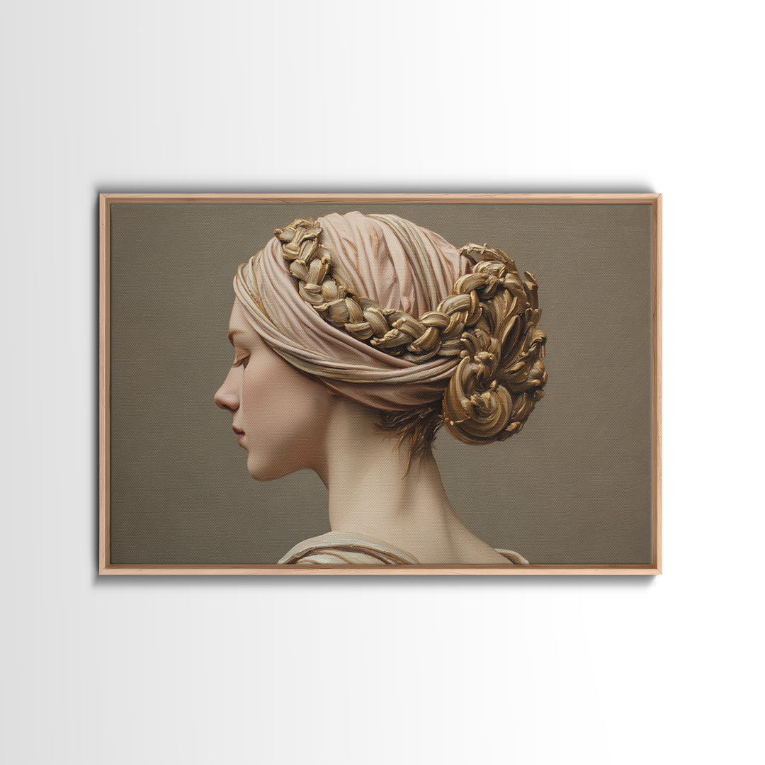 Braided Hairstyle Study Framed Canvas Print, Hair Salon Art, Modern Decor, Living Room Decor, Fine Art, Style, Wall Decor, HSA-3x2-87