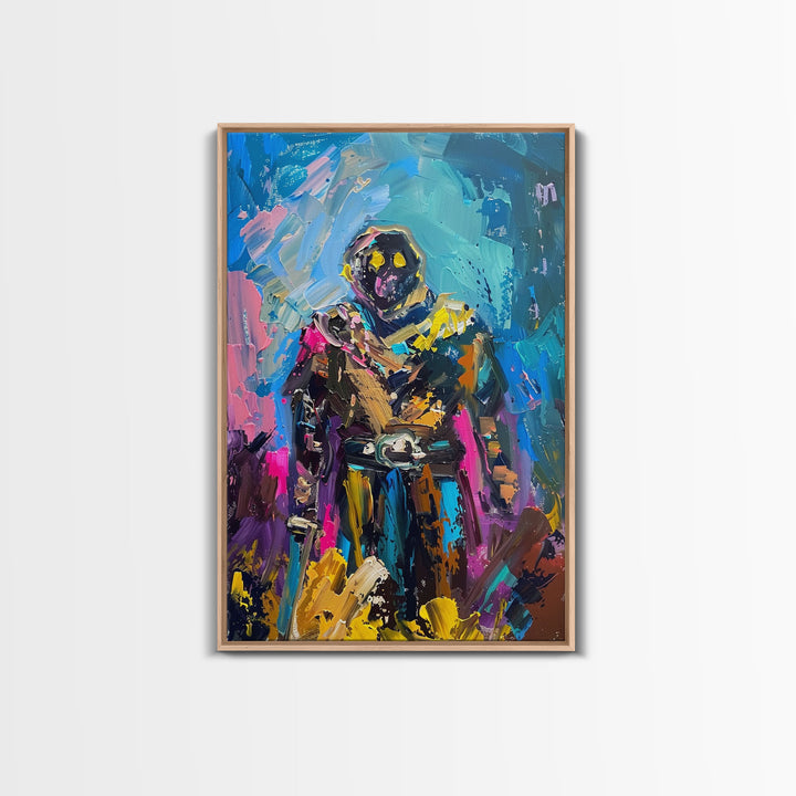 Colorful Abstract Skeleton Warrior - Unique Skeleton Art - Halloween Skeleton Print - Spooky Warrior Skeleton Decor