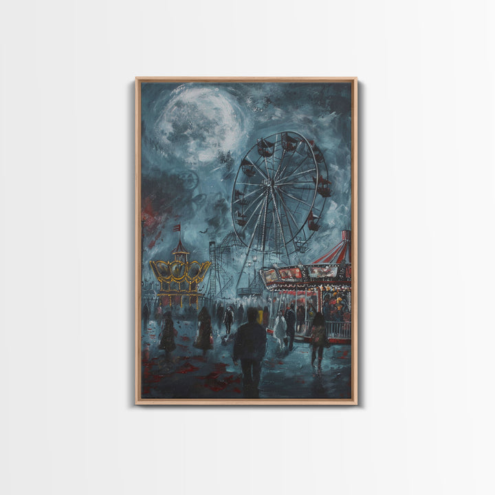 Eerie Carnival, Halloween Art, Spooky Wall Decor, Framed Canvas Print, Creepy Art, Halloween Wall Decor, Seasonal Wall Art, Scary Artwork