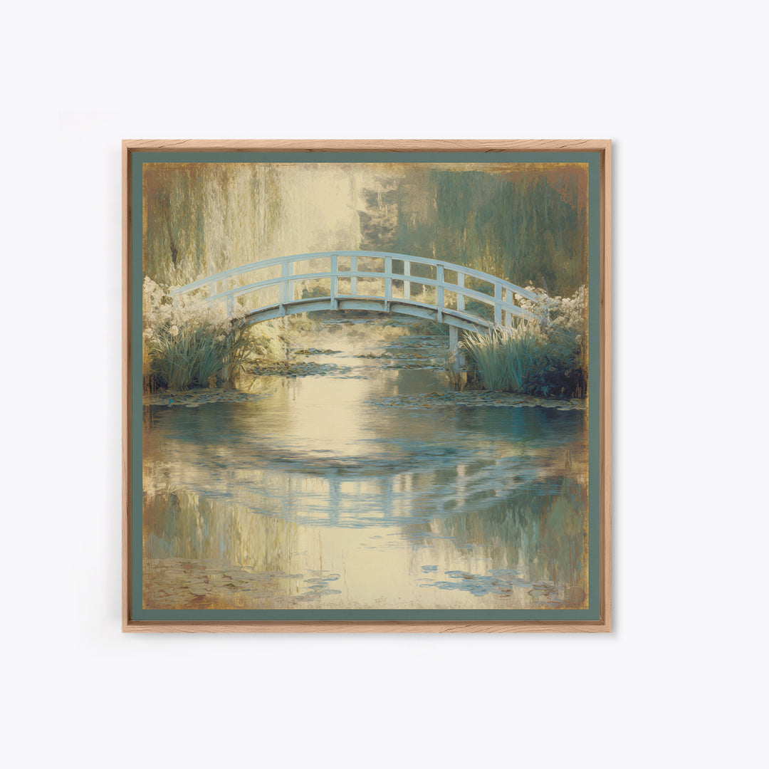 Water Garden Bridge Canvas Print, Impressionist Art, Abstract Painting, Living Room Decor, Fine Art, Impression, Modern Decor, IMP-1x1-18