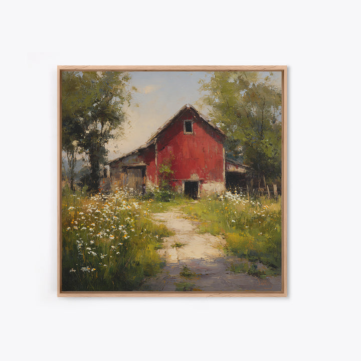 Country Lane with Flickering Sunlight Framed Canvas Print, Impressionist Art, Colorful Wall Art, Living Room Decor, Impression, IMP-1x1-46