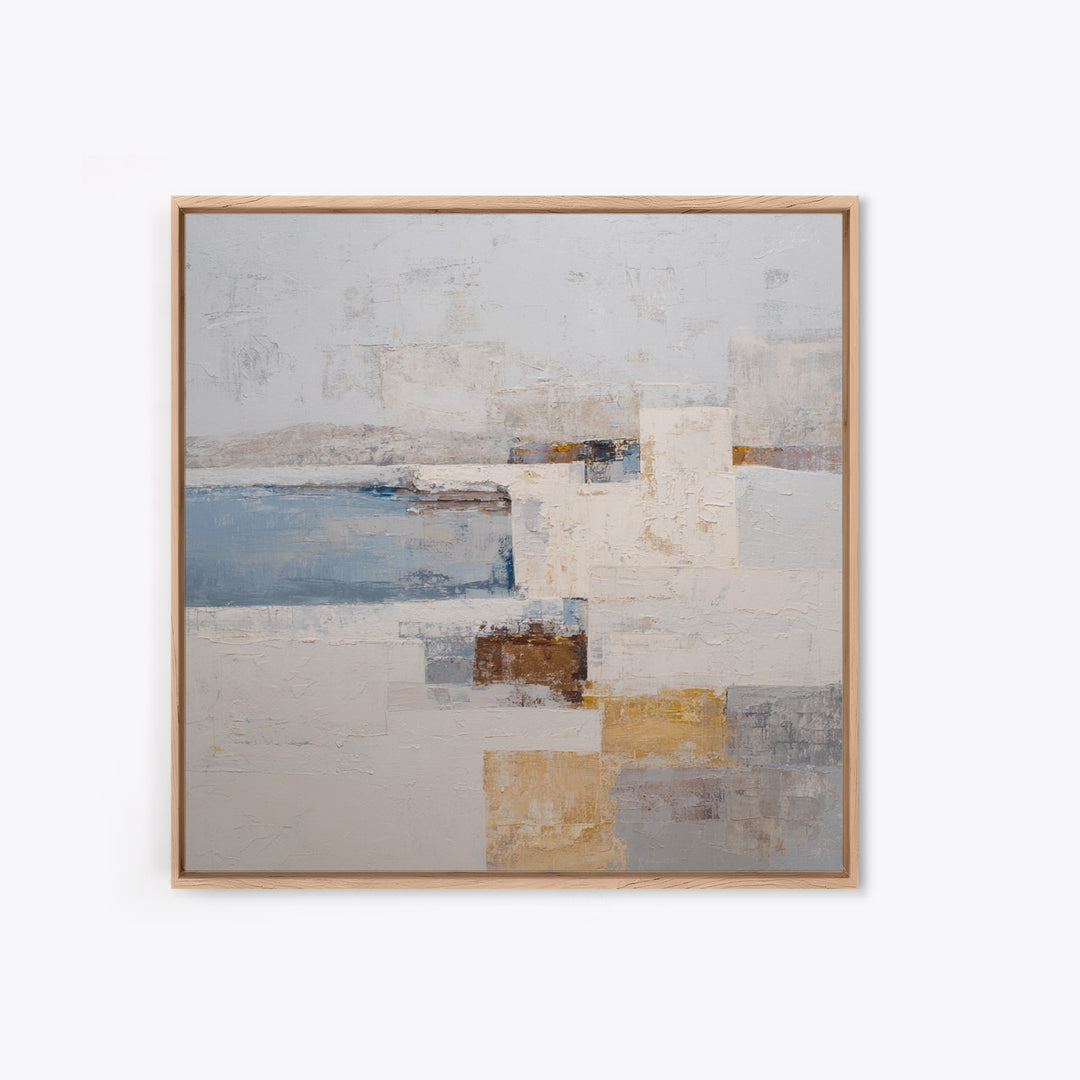 Soft Seaside Cliffs Framed Canvas Print, Impressionist Art, Textured Painting, Living Room Decor, Fine Art, Impression, IMP-1x1-53